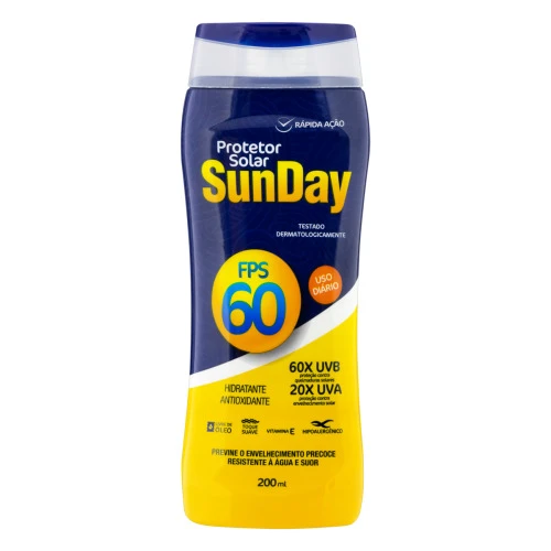 PROTETOR SOLAR FPS 60 SUNDAY FRASCO 200ML