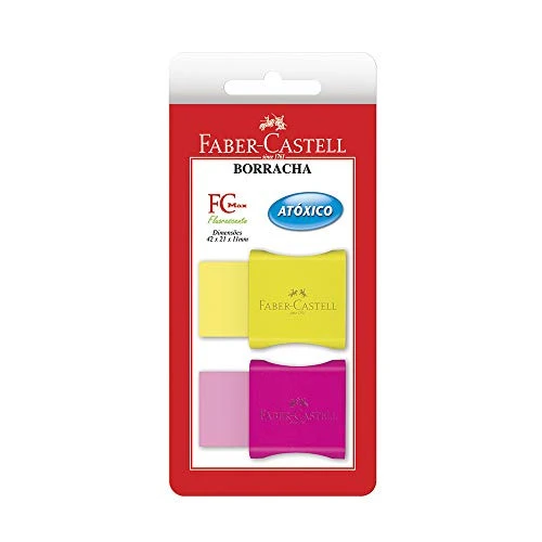 BORRACHA COM CAPA PROTETORA FLUORESCENTE FABER CASTELL FC MAX 2 UNIDADES