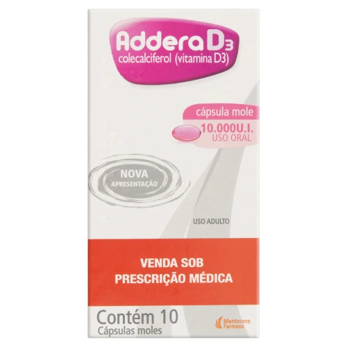 ADDERA D3 10 000UI MANTECORP FARMASA CAIXA 10 CÁPSULAS