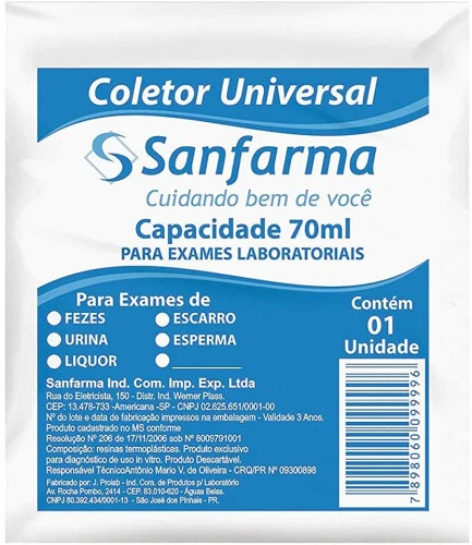 COLETOR UNIVERSAL 70ML SEM CAIXA SANFARMA