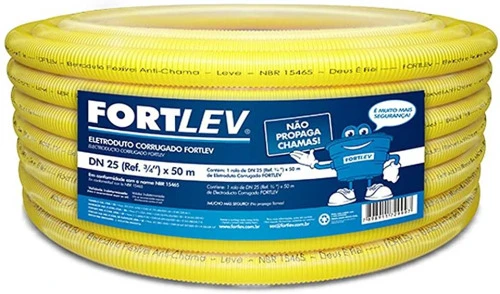 MANGUEIRA CORRUGADA 3 4 POL X 50 M AMARELA FORTLEV