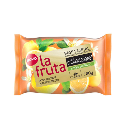 SABONETE EM BARRA ANTIBACTERIANO VEGETAL LIMÃO SICILIANO DAVENE LA FRUTA PACOTE 180G