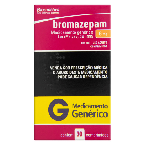 BROMAZEPAM 6MG ACHÊCAIXA 30 COMPRIMIDOS